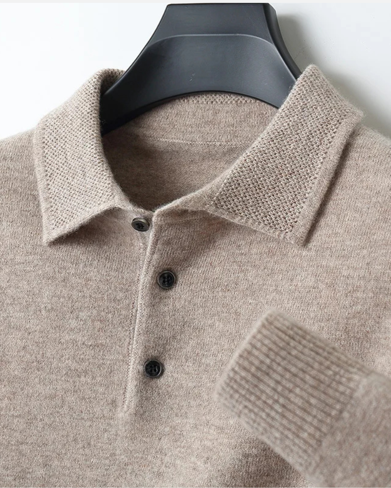 Orchard | Pure Wool Knit Polo Sweater