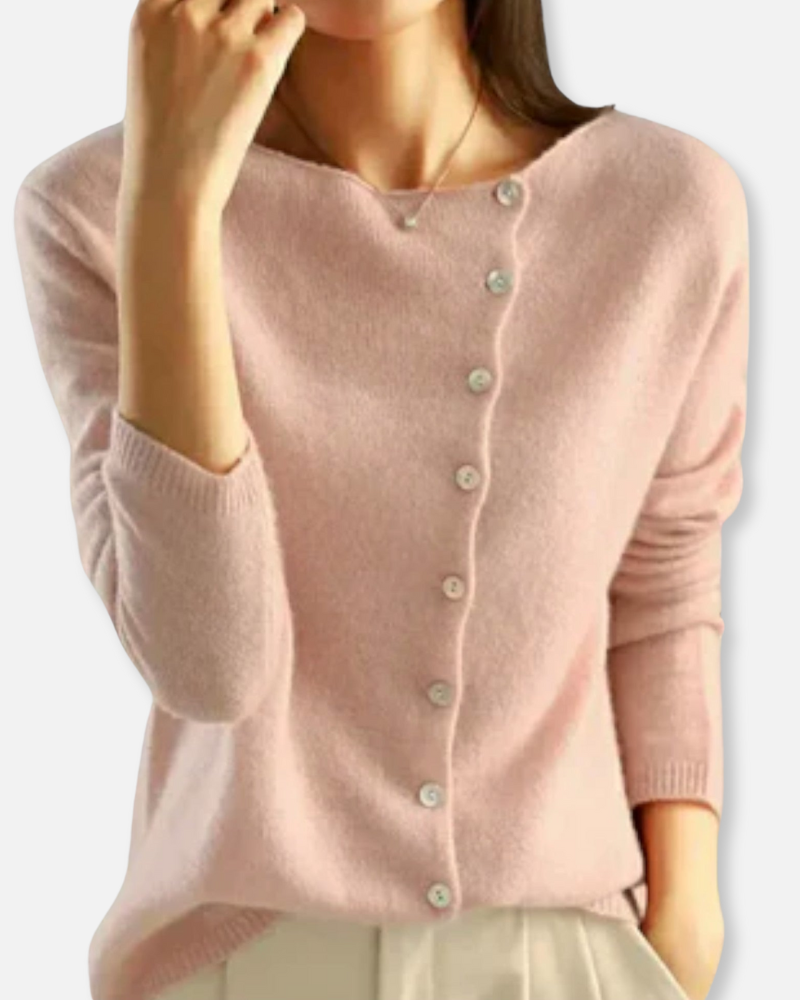 Orchard | Asymmetrical Button-Up Knit Sweater