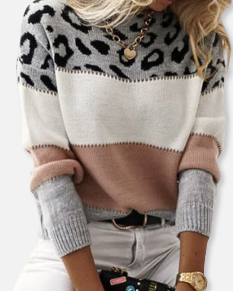 Orchard | Leopard Patchwork Knit Sweater