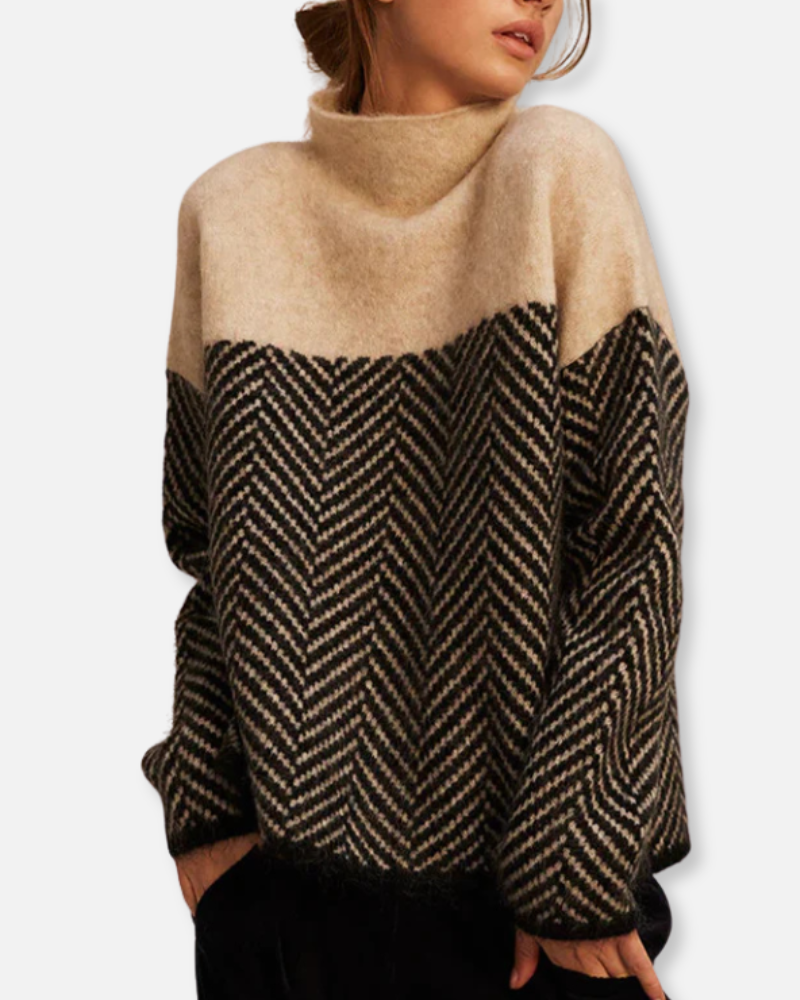 Orchard | Two-Tone Herringbone Knit Sweater