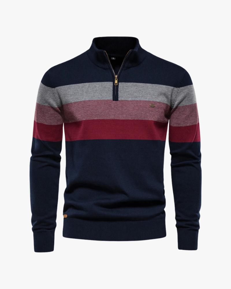 Orchard | Striped Wool Half-Zip Sweater