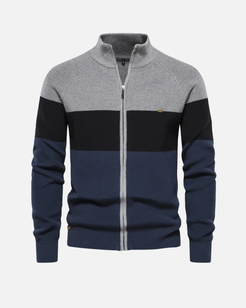 Orchard | Timeless Colorblock Zip-Up Knit Jacket