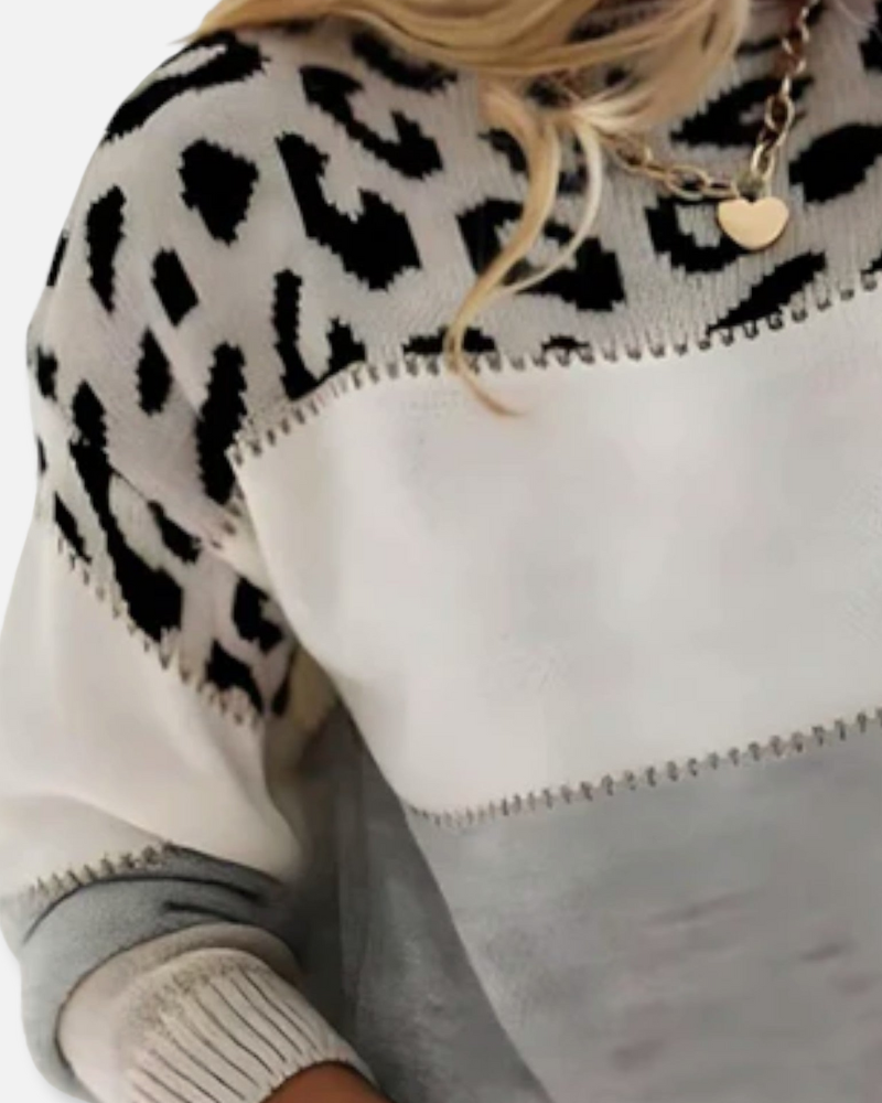 Orchard | Leopard Patchwork Knit Sweater