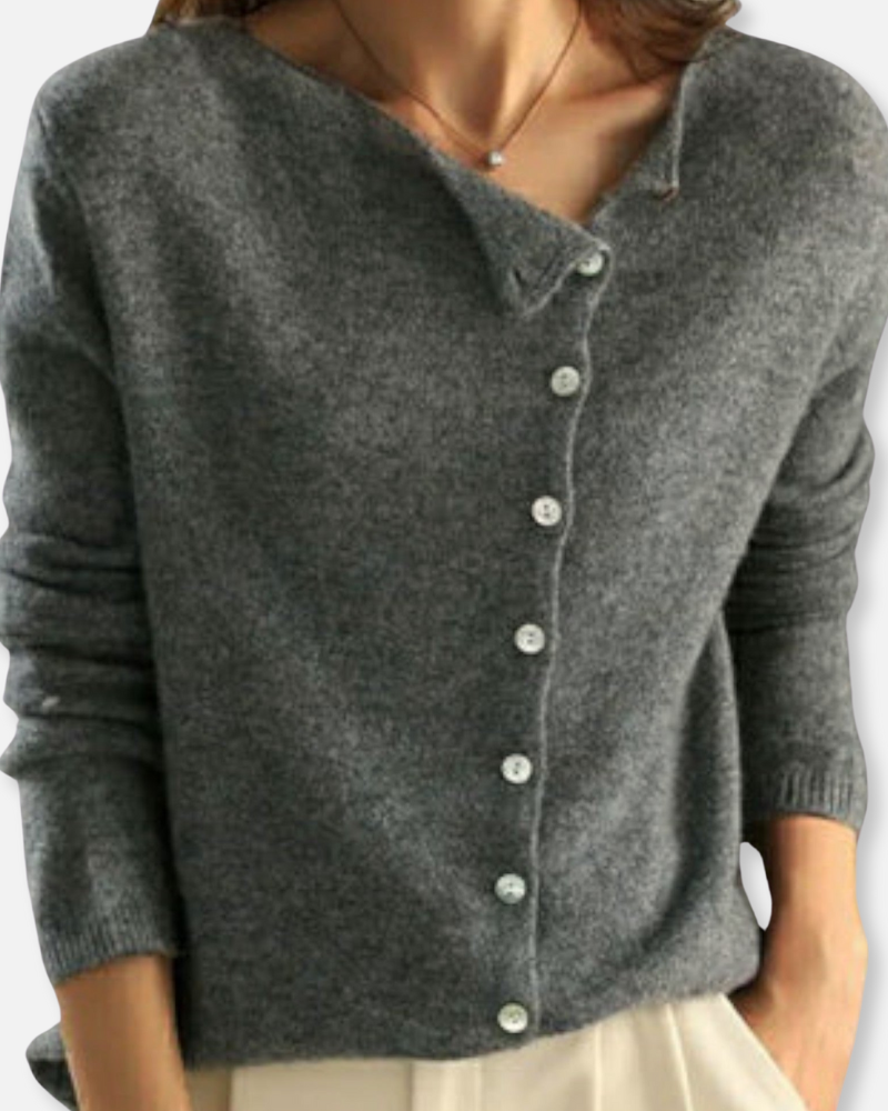 Orchard | Asymmetrical Button-Up Knit Sweater