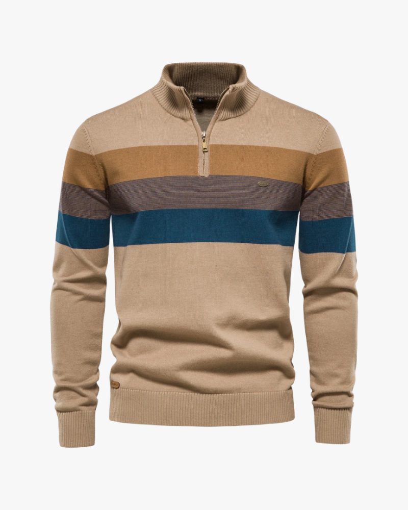 Orchard | Striped Wool Half-Zip Sweater