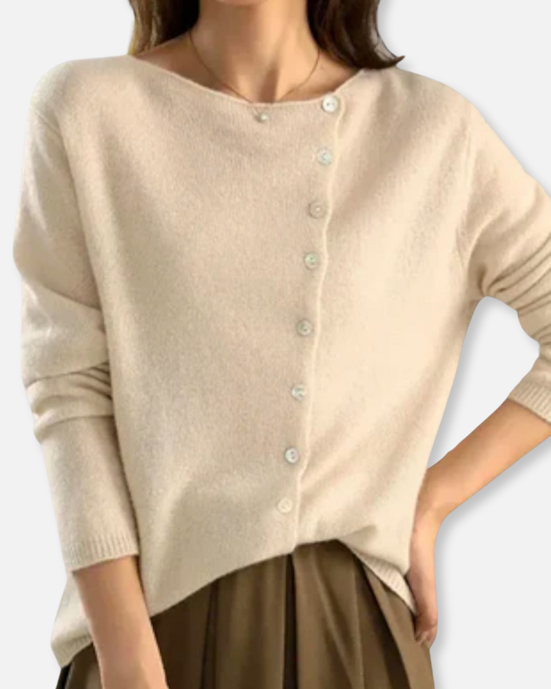 Orchard | Asymmetrical Button-Up Knit Sweater