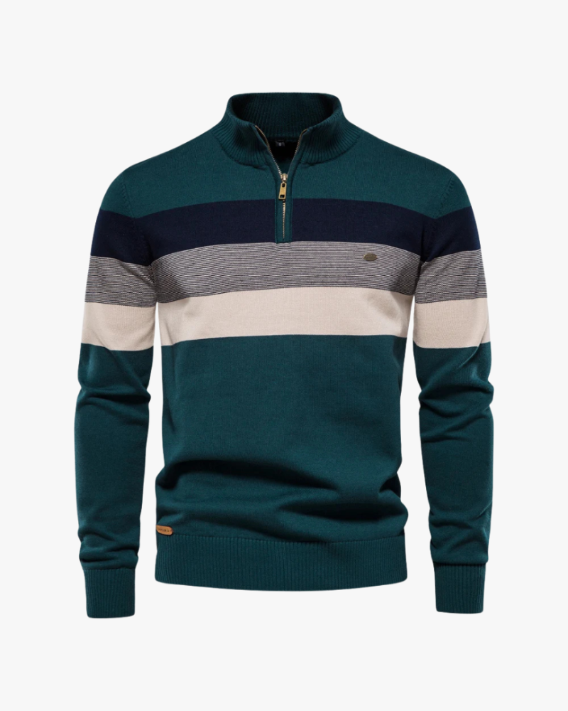 Orchard | Striped Wool Half-Zip Sweater