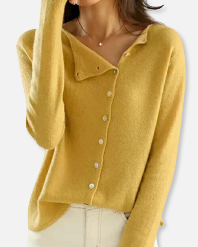 Orchard | Asymmetrical Button-Up Knit Sweater